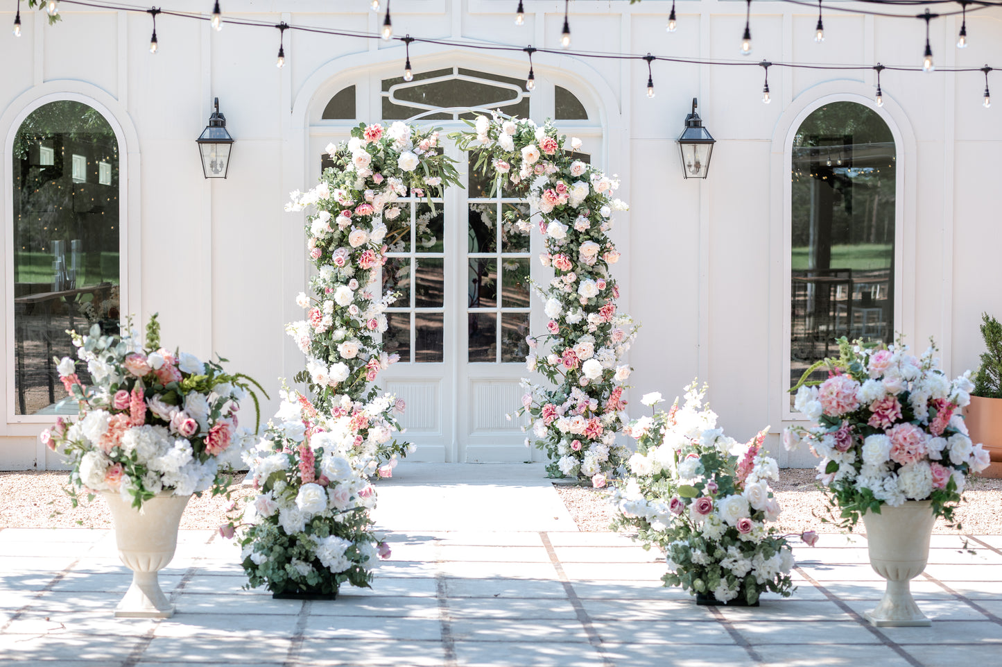 Blushing Bride Floral Urns