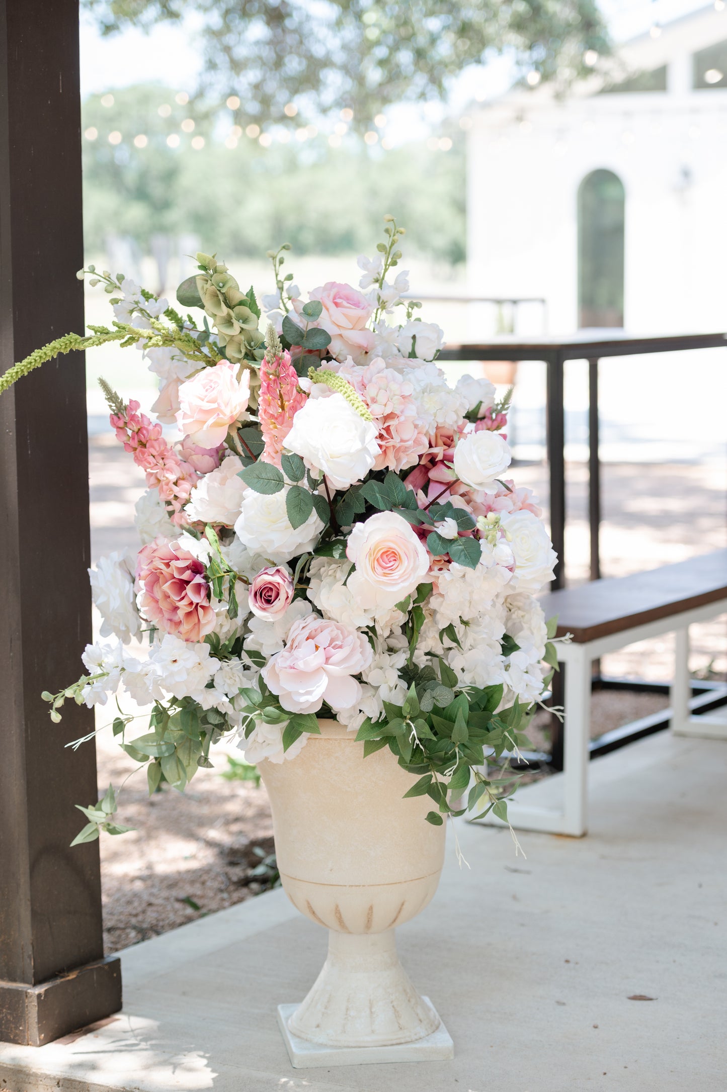 Blushing Bride Floral Urns