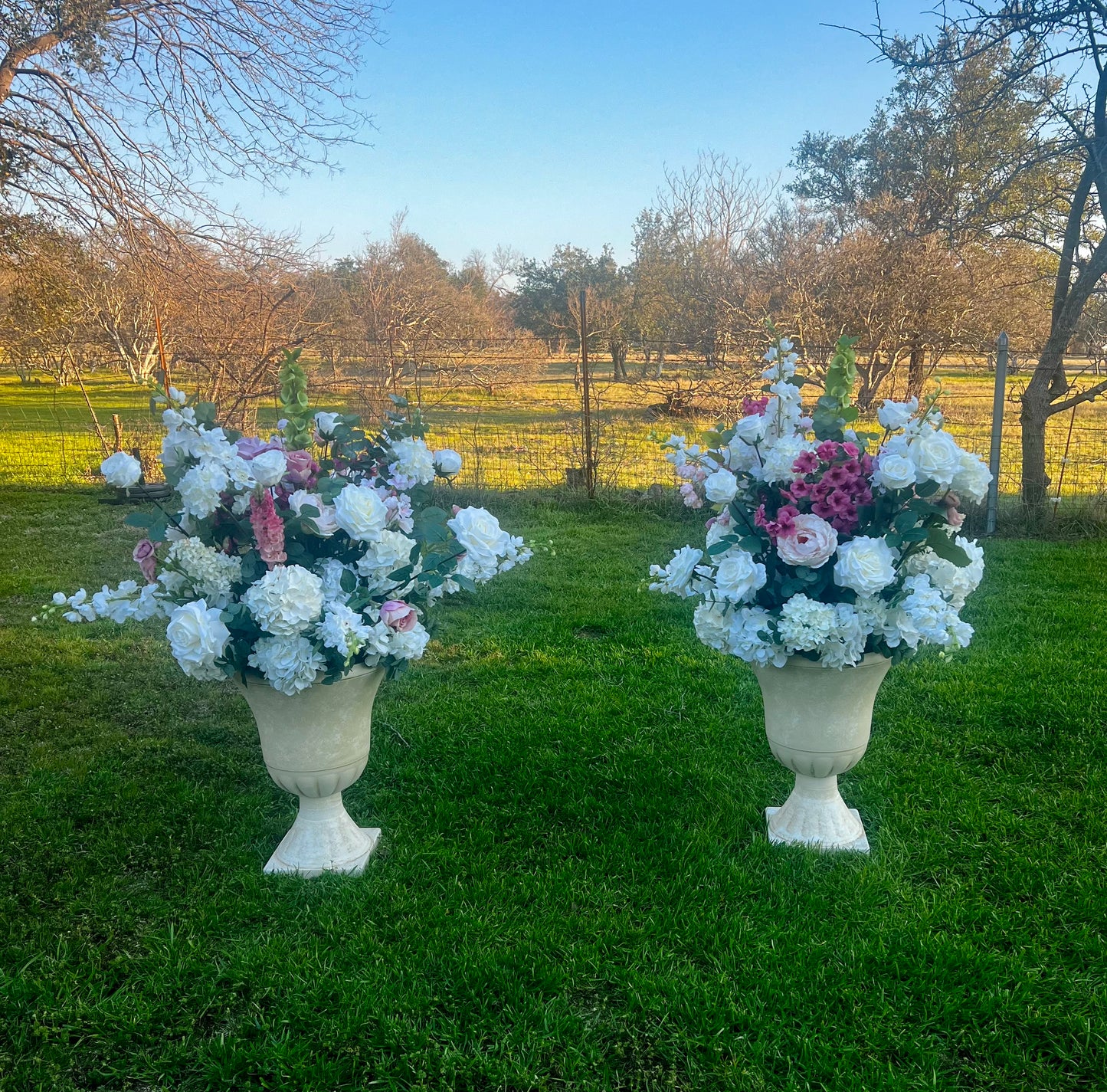 Blushing Bride Floral Urns