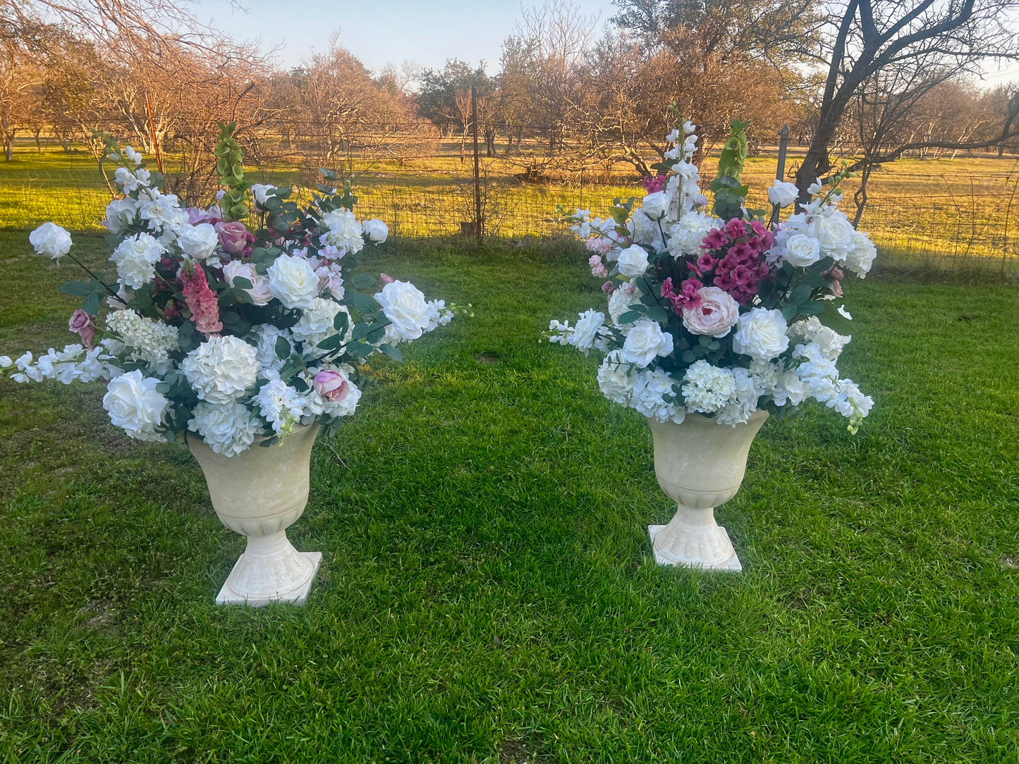 Blushing Bride Floral Urns