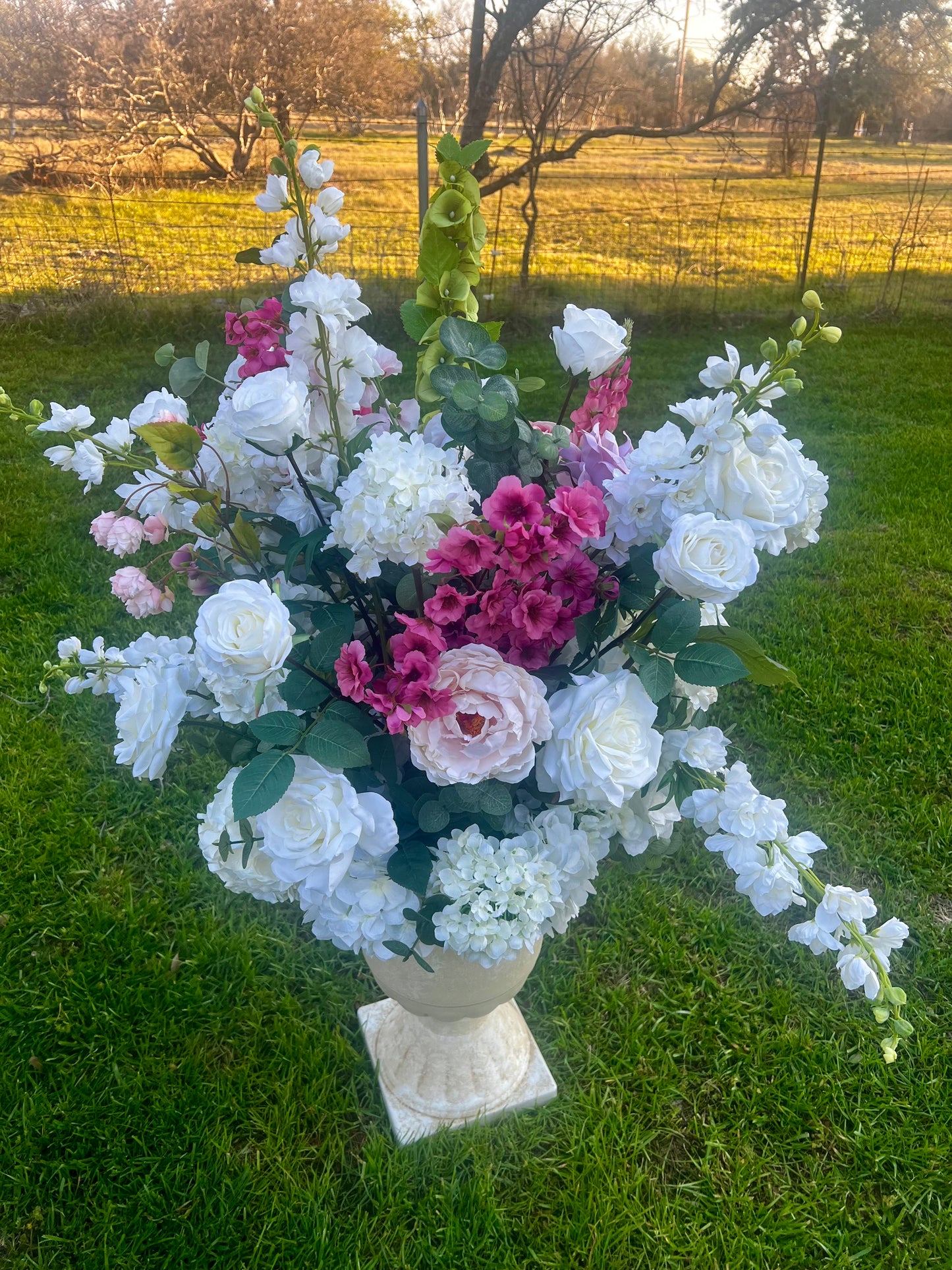 Blushing Bride Floral Urns