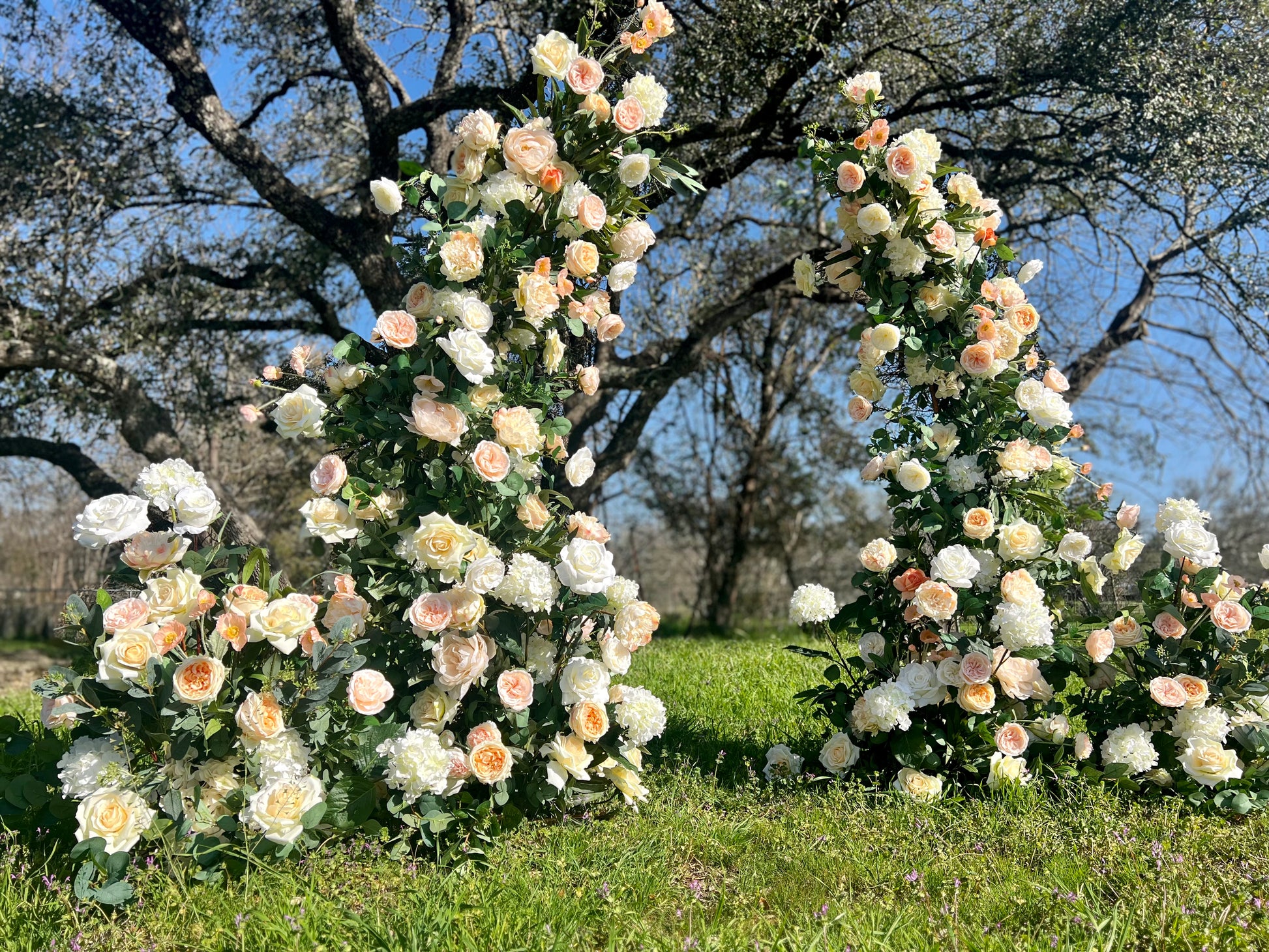 peaches & creams tone floral arch 