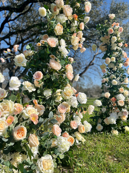 Lavish Blooms Sunset serenity arch, a peach toned garden style arch 